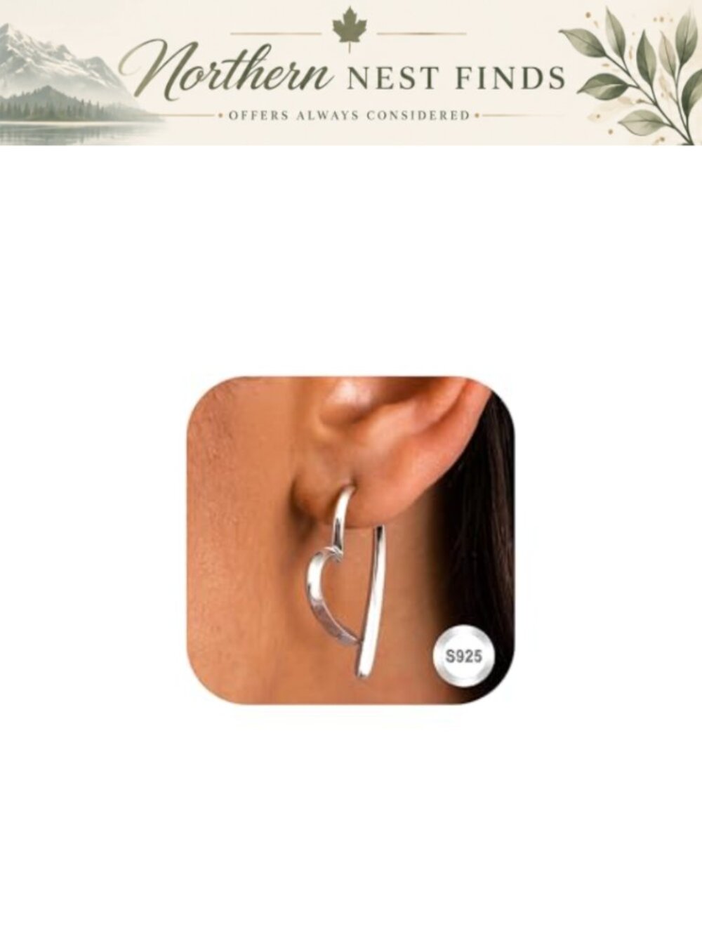 925 Sterling Silver Heart Hoop Earrings Huggie Dainty Women